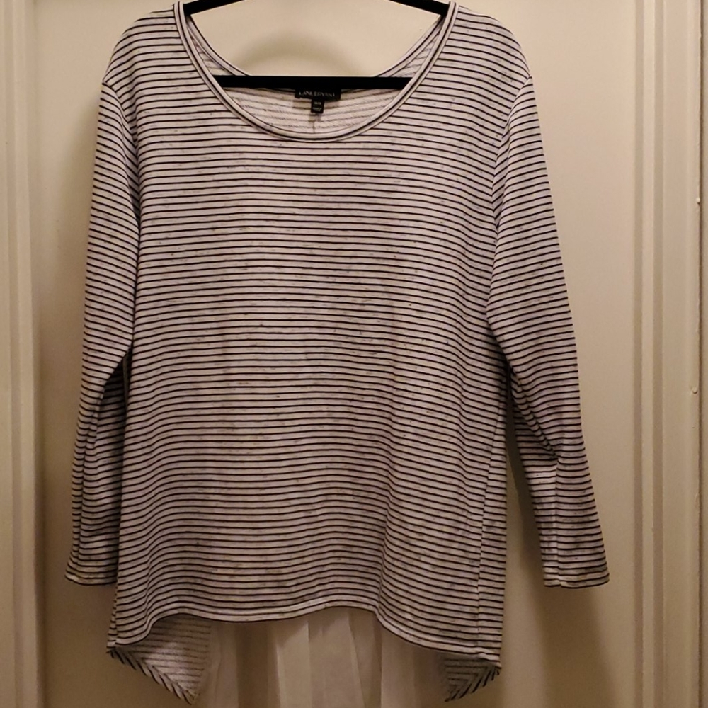 Blk/White Hi-low Tunic W/Sheer Insert Sz. 14/16